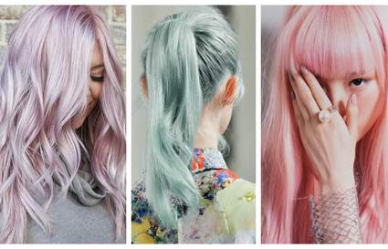 collage of pink purple and blue pastel hair colours