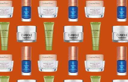 Night creams on a red background