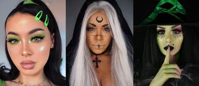 Three images of women with witchy makeup