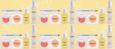 Honest Beauty products on yellow background