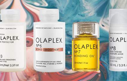 Olaplex products on dye background