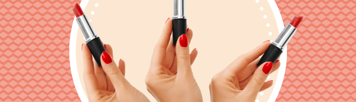 graphic of hand holding lipstick