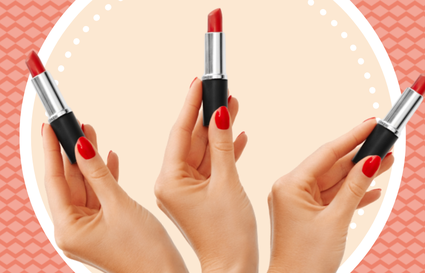 graphic of hand holding lipstick