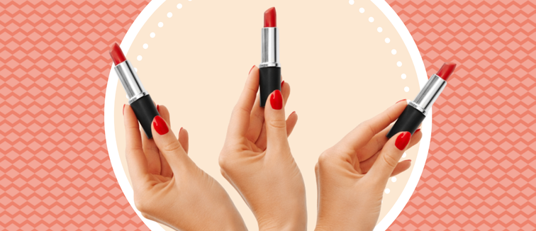 graphic of hand holding lipstick