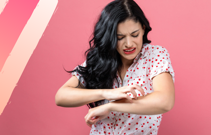 Women scratching her arm