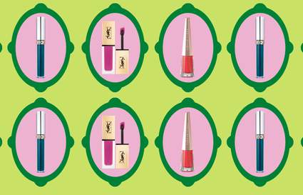 liquid lipsticks on green and pink background