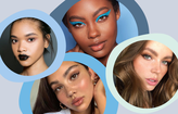 photos of 4 women with big fluffy eyebrows on grey background