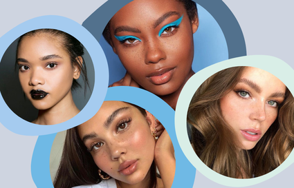 photos of 4 women with big fluffy eyebrows on grey background