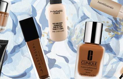foundation bottles on floral background