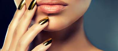 girl with gold nails