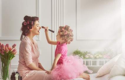 mother and daughter have a pamper together