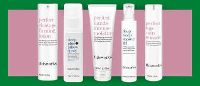this works products on green and pink background