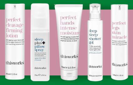 this works products on green and pink background