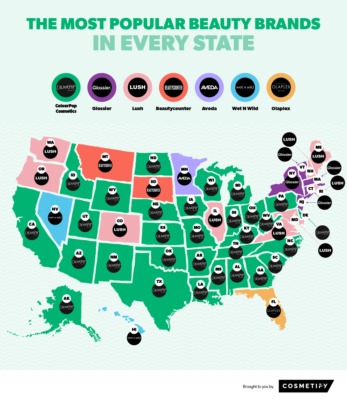 Most popular beauty brands in every state