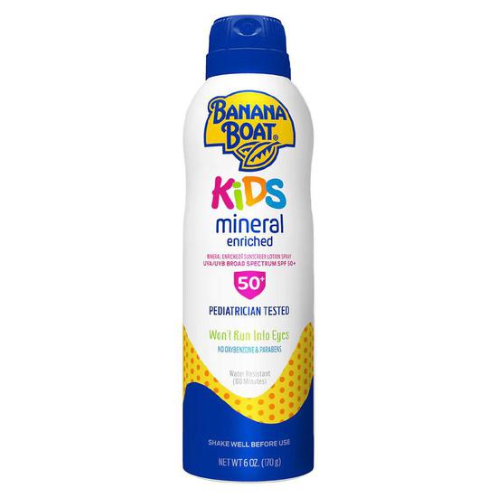 Banana Boat Kids Mineral Enriched Sunscreen Spray SPF 50+ Oil/Fragrance Free 6 oz
