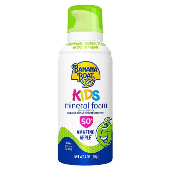 Banana Boat Kids Mineral Foam Sunscreen Lotion SPF 50+ Amazing Apple