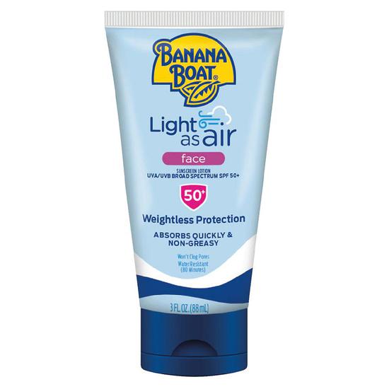 Banana Boat Light As Air Face Sunscreen Lotion SPF 50 3 oz