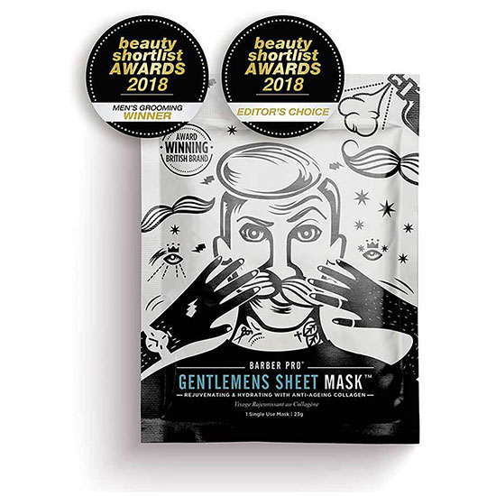 BARBER PRO Gentlemen's Sheet Mask Rejuvenating & Hydrating With Anti-Aging Collagen