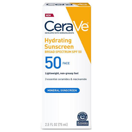 CeraVe Hydrating Sunscreen SPF 50 Face Lotion 3 oz