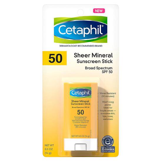 Cetaphil Sheer Mineral Sunscreen Stick Broad Spectrum SPF 50 0.5 oz