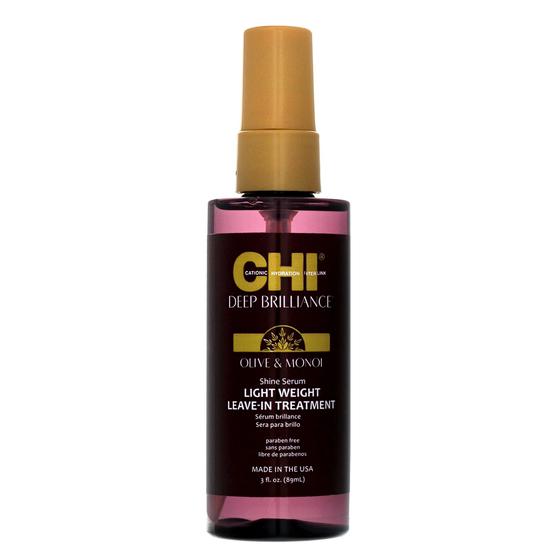 CHI Deep Brilliance Olive & Monoi Shine Serum Lightweight Leave-In Treatment 3 oz