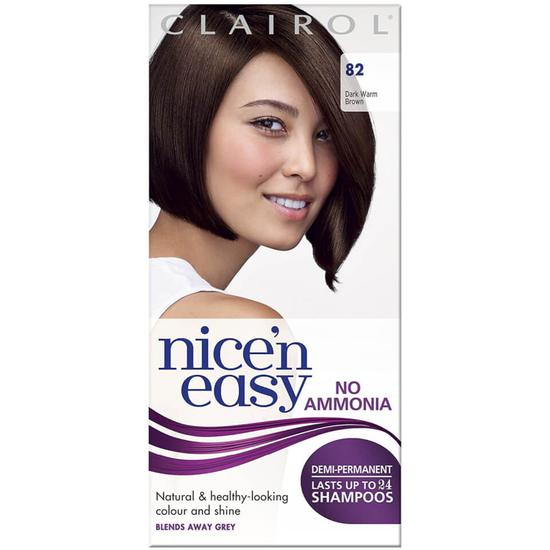 Clairol Nice'n Easy Semi-Permanent Hair Dye 82 Dark Warm Brown