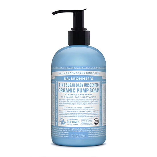 Dr Bronner's Organic Shikakai Baby Unscented Hand & Body Soap 12 oz