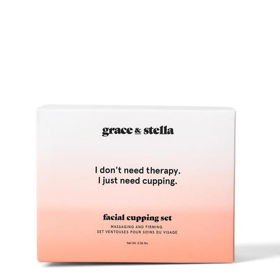 Grace & Stella Facial Cupping Set 2 Small Cups, 2 Medium Cups, 1 Large Cup, 1 Jojoba Oil, 1 Silicone Cleansing Pad & 1 Drawstring Bag