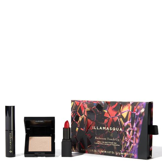 Illamasqua Bathroom Touch-Up Eye, Lip & Cheek Set Mini mascara + highlighter + lipstick