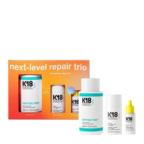 K18 Next-Level Repair Trio Gift Set 8 oz Detox Shampoo, 50ml Leave-in Molecular Repair Hair Mask + 10ml Molecular Repair Hair Oil