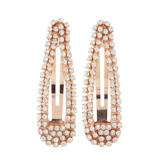 Kitsch Rhinestone Snap Clips Rose Gold