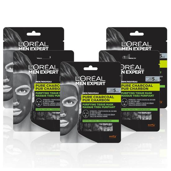L'Oréal Paris Men Expert Pure Charcoal Face Mask Multipack x5