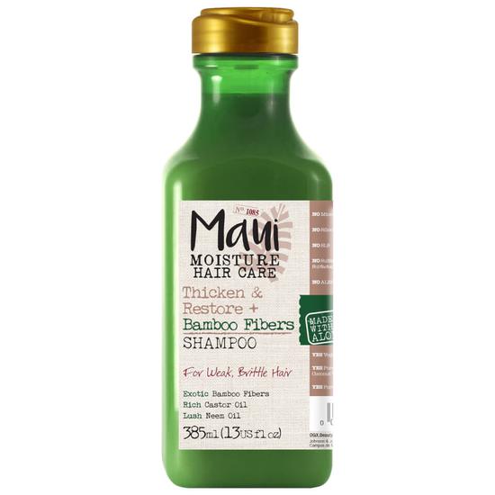 Maui Moisture Vegan Bamboo Fiber Aloe Vera Hair Thickening Shampoo For Fine Hair 13 oz