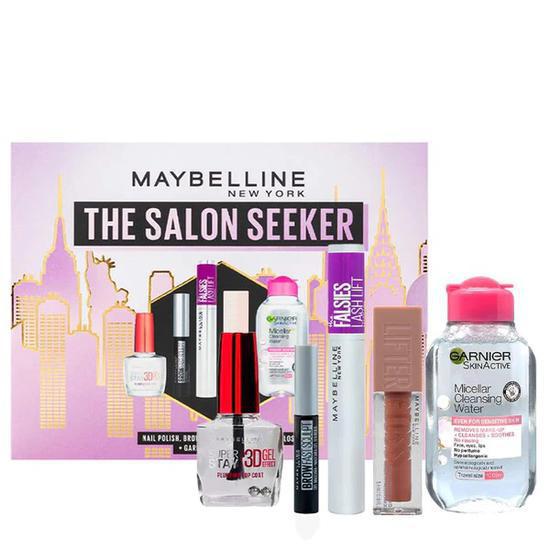 Maybelline The Salon Seeker Gift Set Nail Polish + Brow Mascara + Mascara + Lip Gloss + Garnier Micellar Water