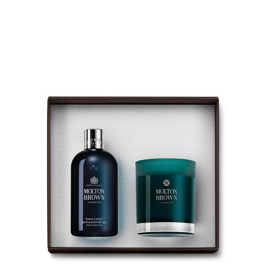 Molton Brown Russian Leather Bath & Candle Gift Set