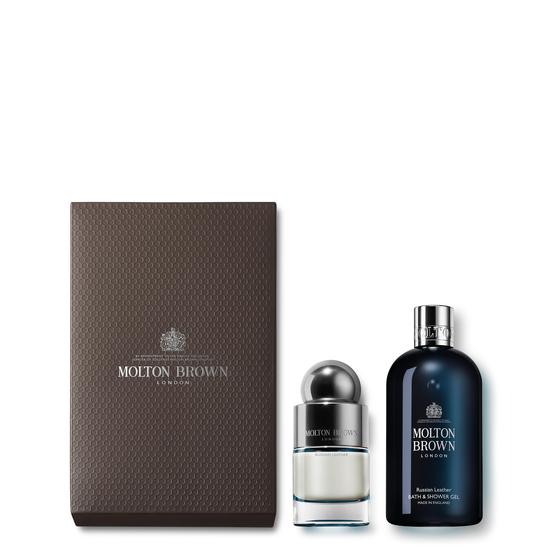 Molton Brown Russian Leather Fragrance Gift Set 1 x 300ml, 1 x 2 oz