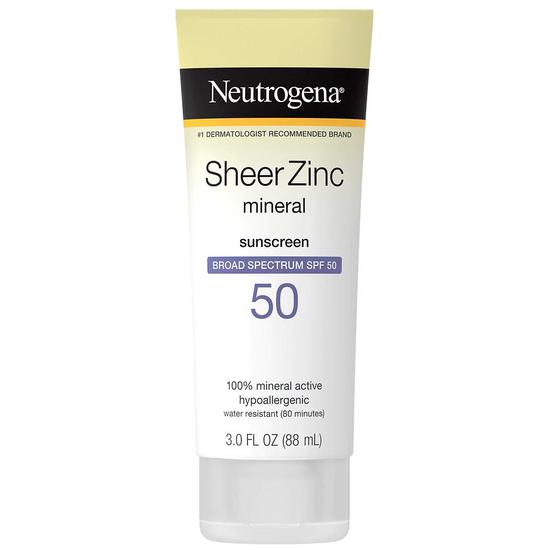Neutrogena Sheer Zinc Sunscreen Lotion SPF 50 3 oz