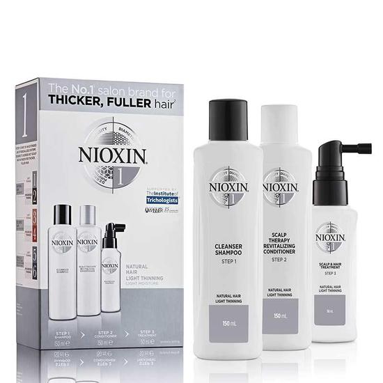 Nioxin Kit System 1 5 oz Shampoo, 5 oz Conditioner + 50ml Scalp Treatment