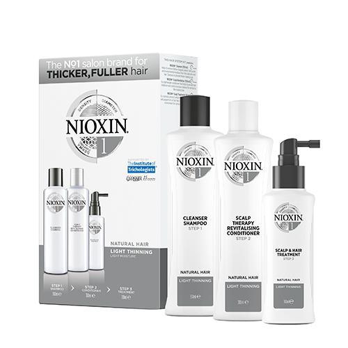 Nioxin Kit System 1 10 oz Shampoo, 10 oz Conditioner + 100ml Scalp Treatment