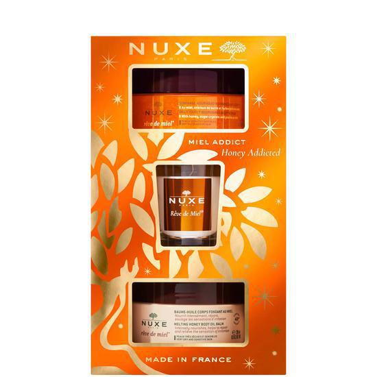 Nuxe Reve De Miel Honey Addict Gift Set Body Scrub + Body Oil Balm + Candle