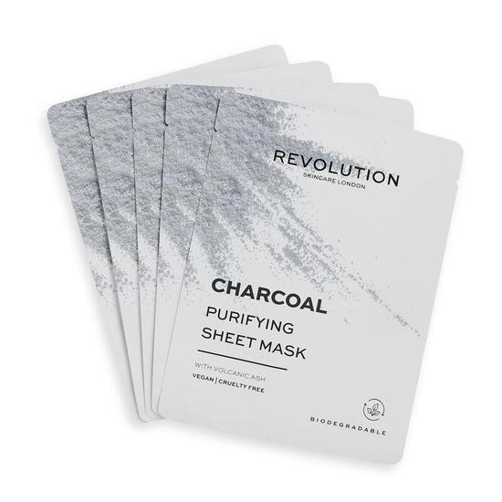 Revolution Skincare Biodegradable Purifying Charcoal Sheet Mask x5