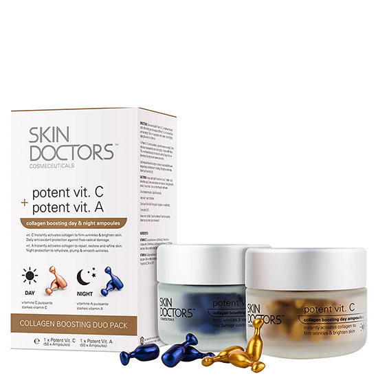 Skin Doctors Potent Vitamin C & Vitamin A Collagen Boosting Day/Night Ampoules Duo Pack