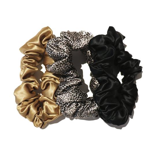 Slip Large Silk Scrunchies - 3 Pack Leopard, Gold & Black