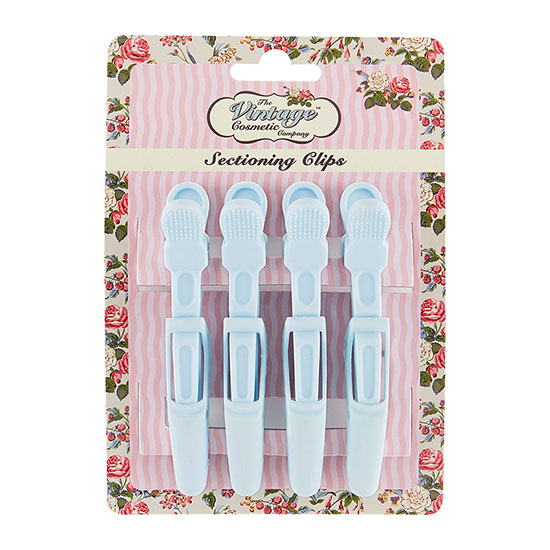 The Vintage Cosmetic Company 4 Piece Sectioning Clips Soft Touch Blue