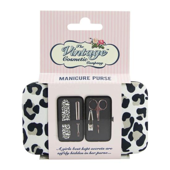 The Vintage Cosmetic Company Manicure Purse Leopard Print