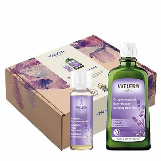 Weleda Relax & Unwind Gift Set Lavender Bath Milk + Bath Oil