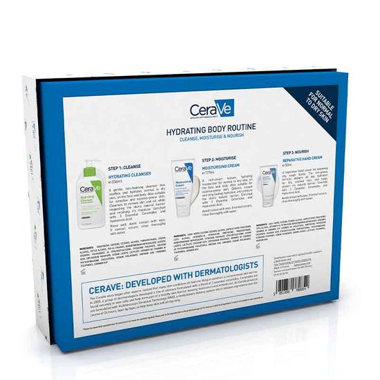 CeraVe Hydrating Body Routine Set Hydrating Cleanser + Moisturising Cream + Hand Cream