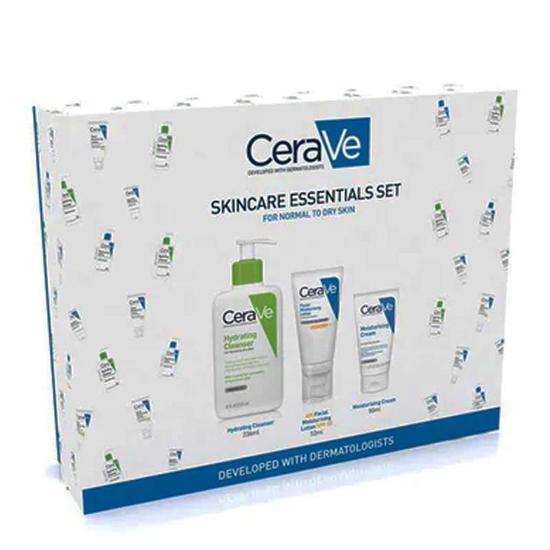 CeraVe Skin Care Essentials Set Hydrating Cleanser + AM Facial Moisturising Lotion SPF 50 + Moisturising Cream