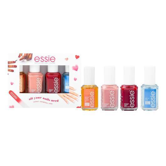 essie All Your Nails Beed 4 Piece Routine Set 2 x Nail Polish + Top & Base Coat + Apricot Cuticle Oil