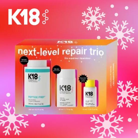 K18 Next-Level Repair Trio Gift Set 250ml Detox Shampoo, 50ml Leave-in Molecular Repair Hair Mask + 10ml Molecular Repair Hair Oil